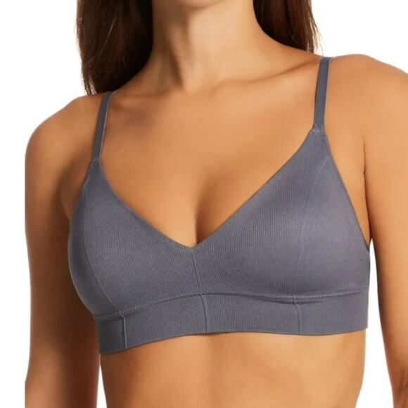 New MAIDENFORM Wireless Stretch Rib Bralette Longline Bra DM2303 SIZE M Blue - Picture 1 of 9
